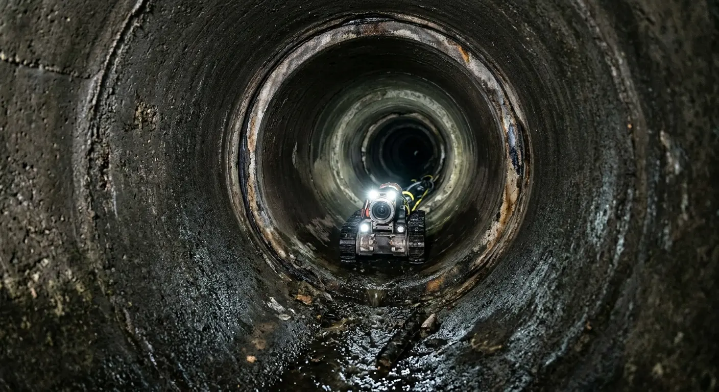 Robotic sewer camera inspecting pipe interior for Sewer Line Repair in Arroyo Grande